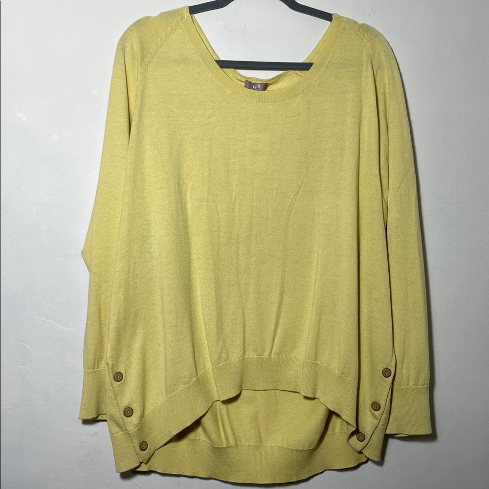 J. Jill Light Endive Yellow Silk Blend Pullover Sweater